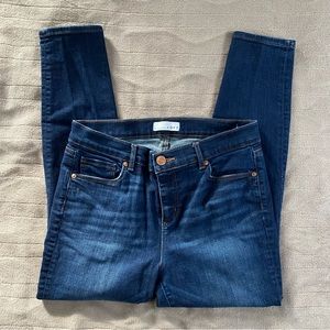 ann taylor loft mid ride dark wash modern fit skinny jeans